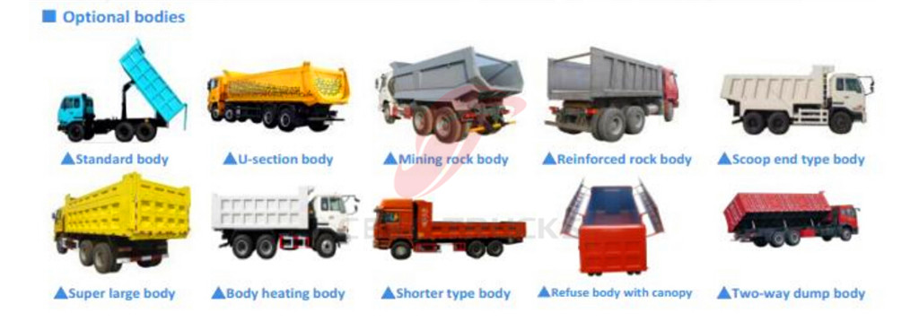 CEEC produced beiben tipper trucks optional body system