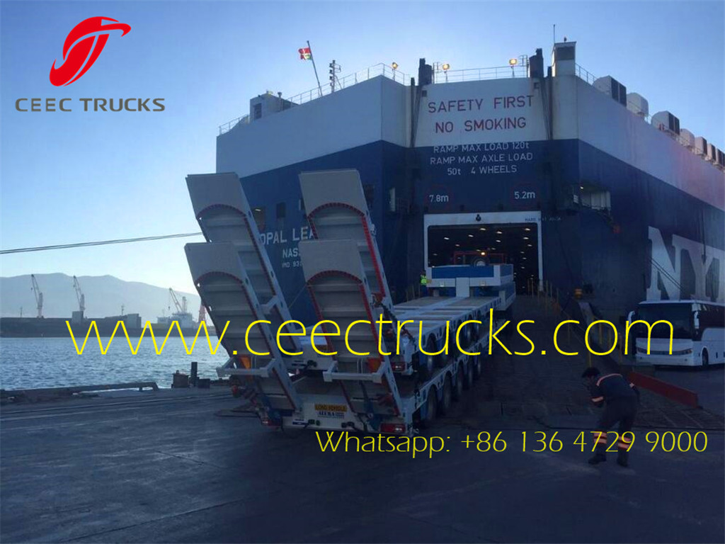 4 axle low bed semitrailers shipping to Africa RoRo shipment
