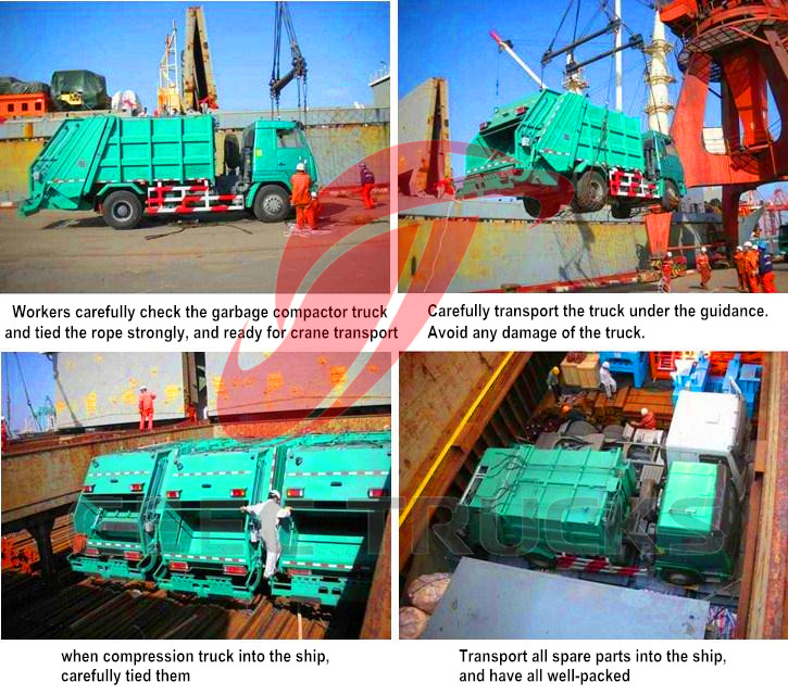 garbage compactor truck for shipment