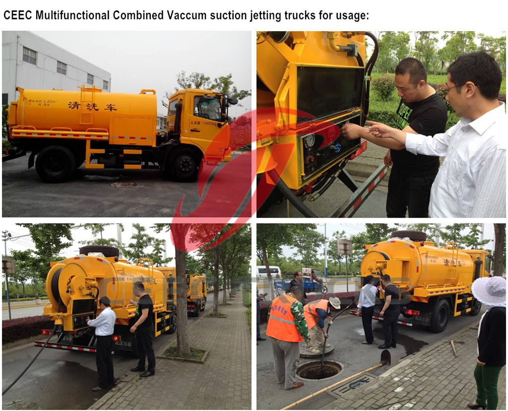 Combined jetting vcuum sewage suction trucks for testing