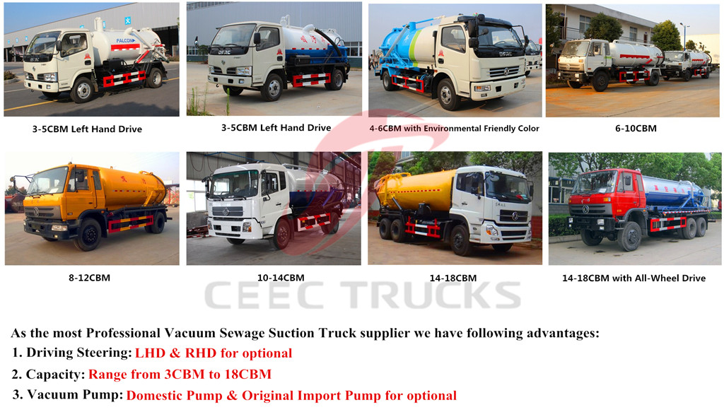 CEEC supply vacuum sewage suction truck features