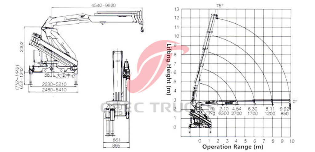  6.3Tons knuckle boom crane CAD drawing