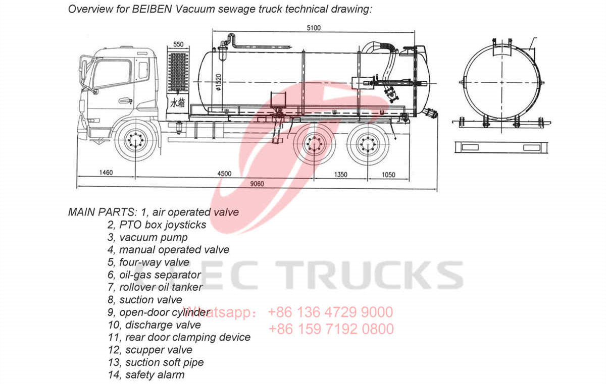 Mongolia--BEIBEN 2530 vacuum tanker truck 10CBM 