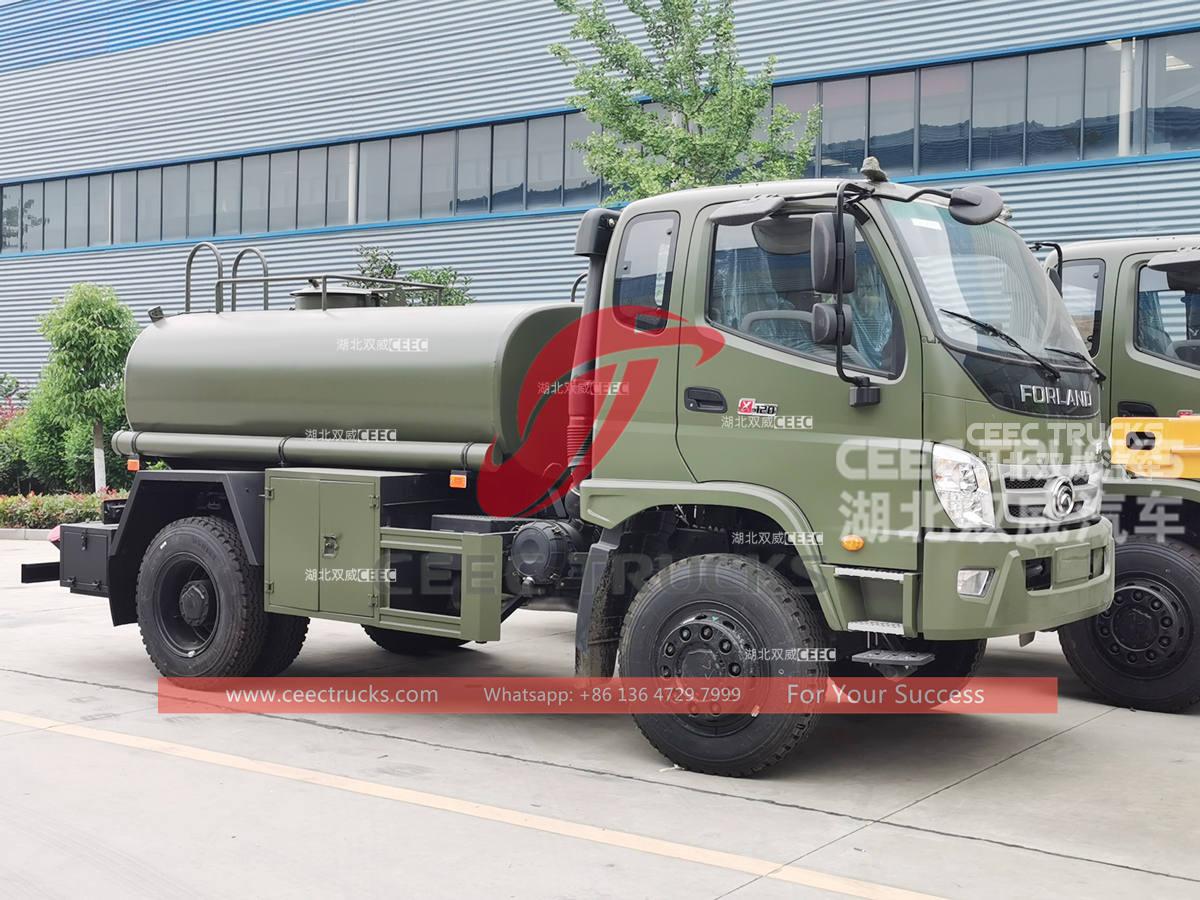 Customized FOTON 4×4 4000L potable water tanker trucks for sale