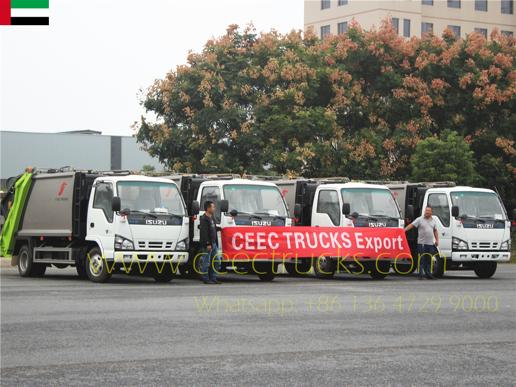 Dubai client buy another 4 units ISUZU 5cbm garbage compactor trucks