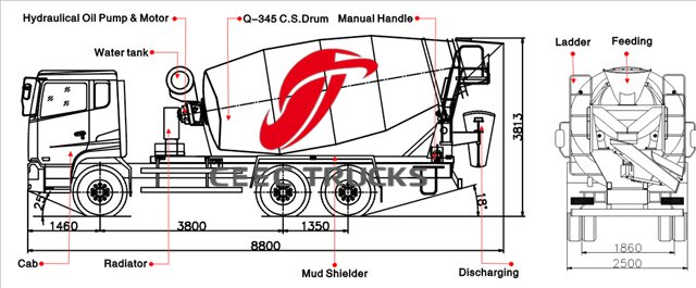 Beiben 10 CBM transit mixer truck drawing