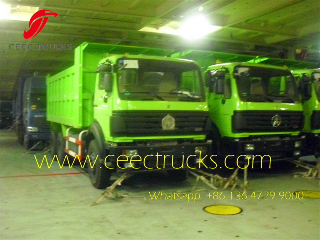 Beiben 2529 dumper trucks export Congo on Ro-Ro shipment