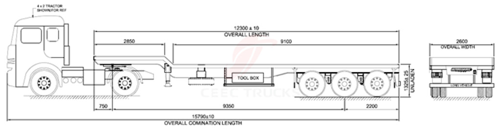3 axle low bed semitrailers drawing