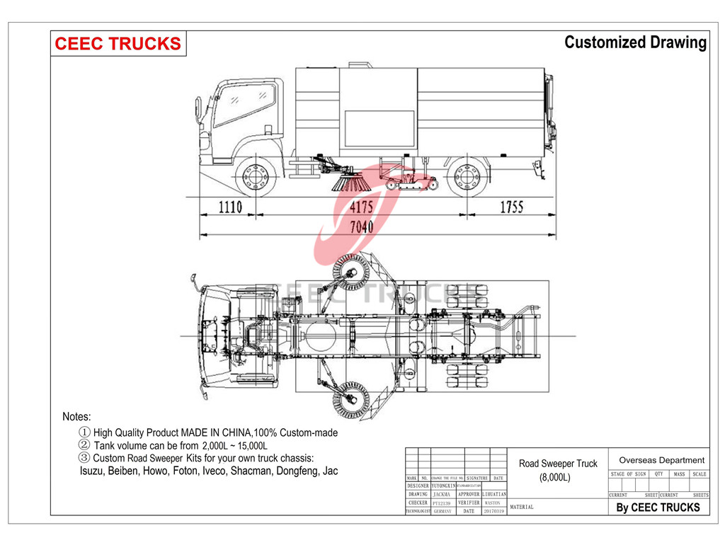 CEEC road sweeper truck drawing