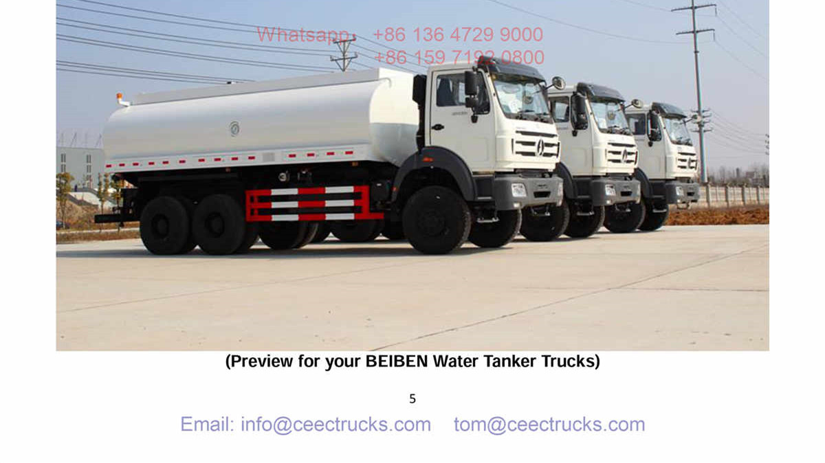 Tanzania--Beiben 2538 water tanker truck 20CBM capacity