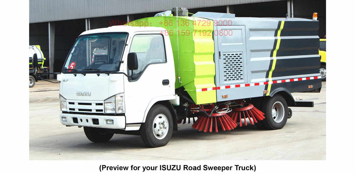 ISUZU 5cbm road sweeper truck export to Dubai