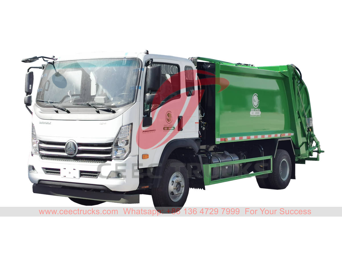 HOWO 8 CBM refuse compactor truck for export