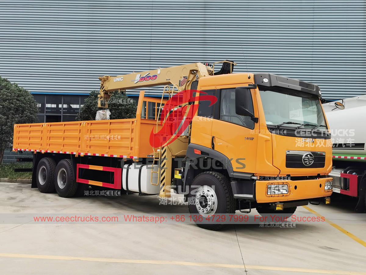 FAW 340HP 10 wheeler truck with crane UNIC