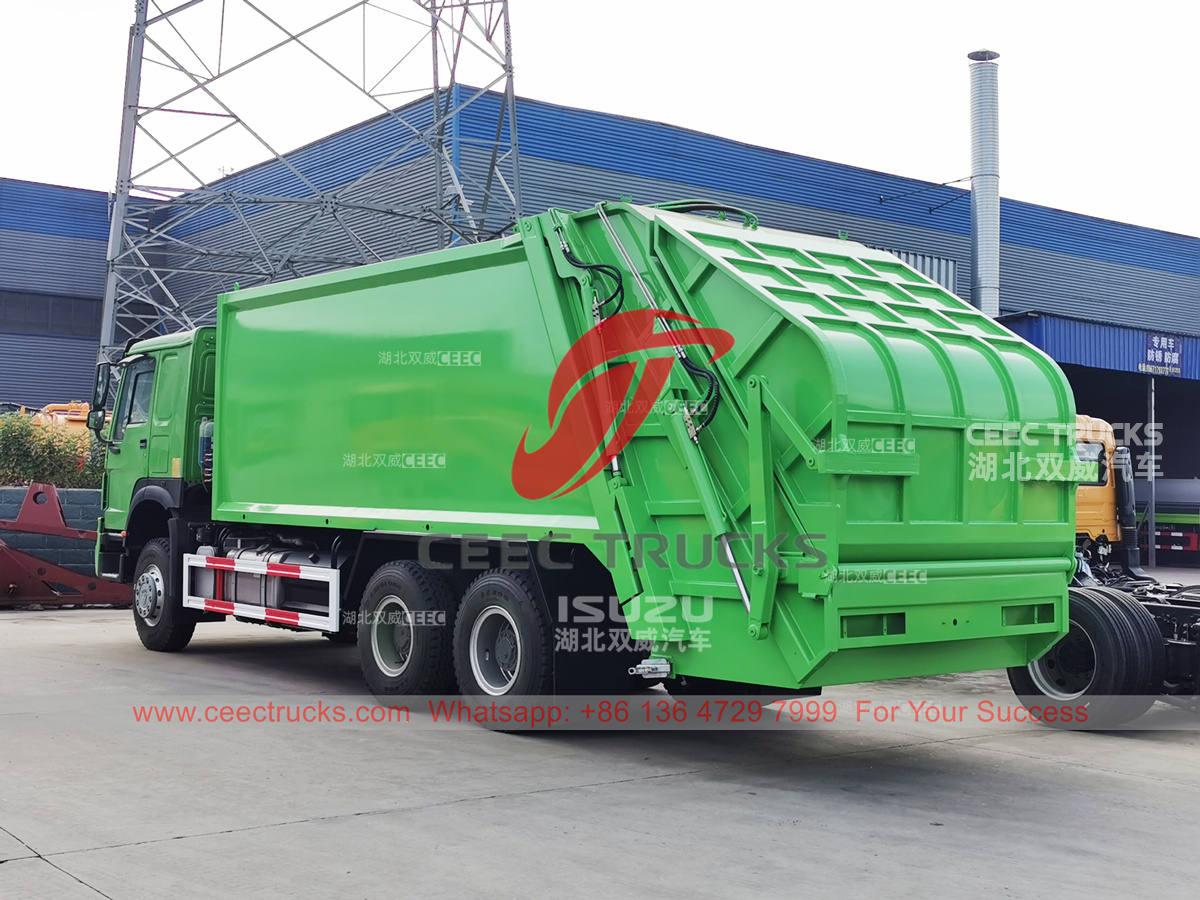 Hot selling HOWO 6×4 RHD 340HP back loading refuse trucks
