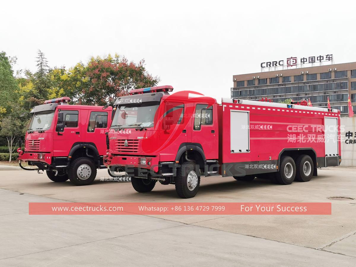 2 untis HOWO 6×6 all wheel drive fire pumper truck for sale
