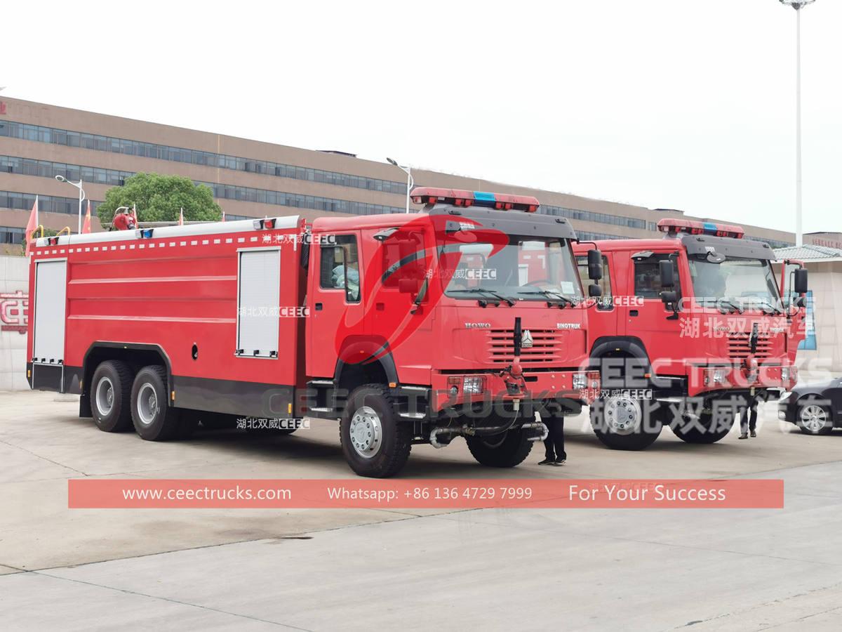 Good quality HOWO 6×6 off-road fire pumper trucks for Africa