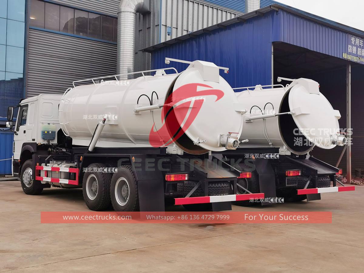 HOWO 290HP 10 wheeler 20CBM vacuum sewage tank trucks for sale