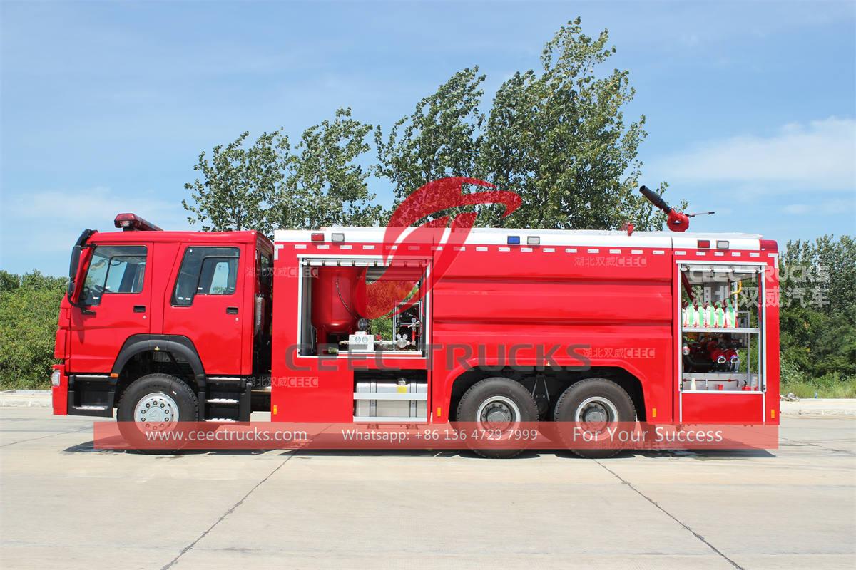 Customized SINOTRUK HOWO foam and dry powder fire trucks for Africa