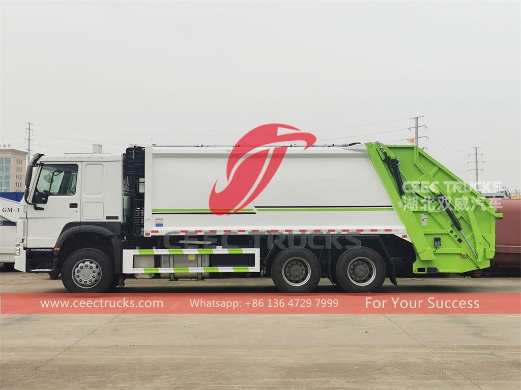 Customized HOWO 18CBM back load garbage truck at best price