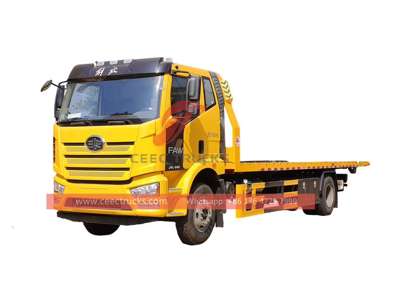 FAW 240HP J6L flat bed towing truck