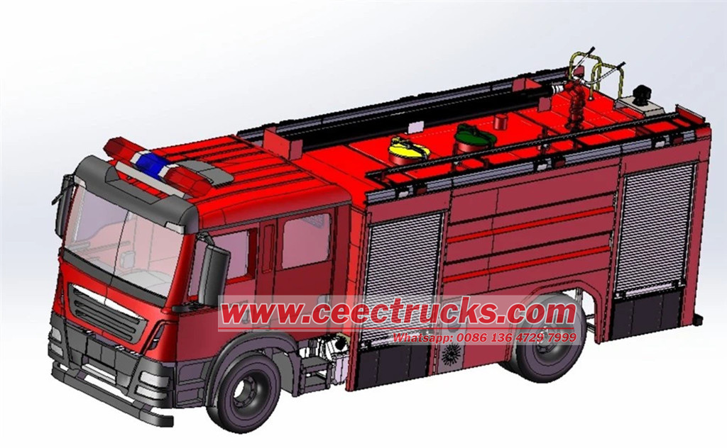 Sinotruk HOWO fire fighting truck 3D drawing