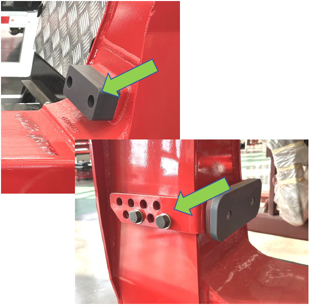 Rubber buffer block, the large hook arm is an adjustable buffer block