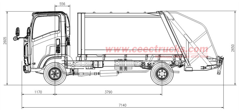 CAD drawing for 8cbm compactor body kit