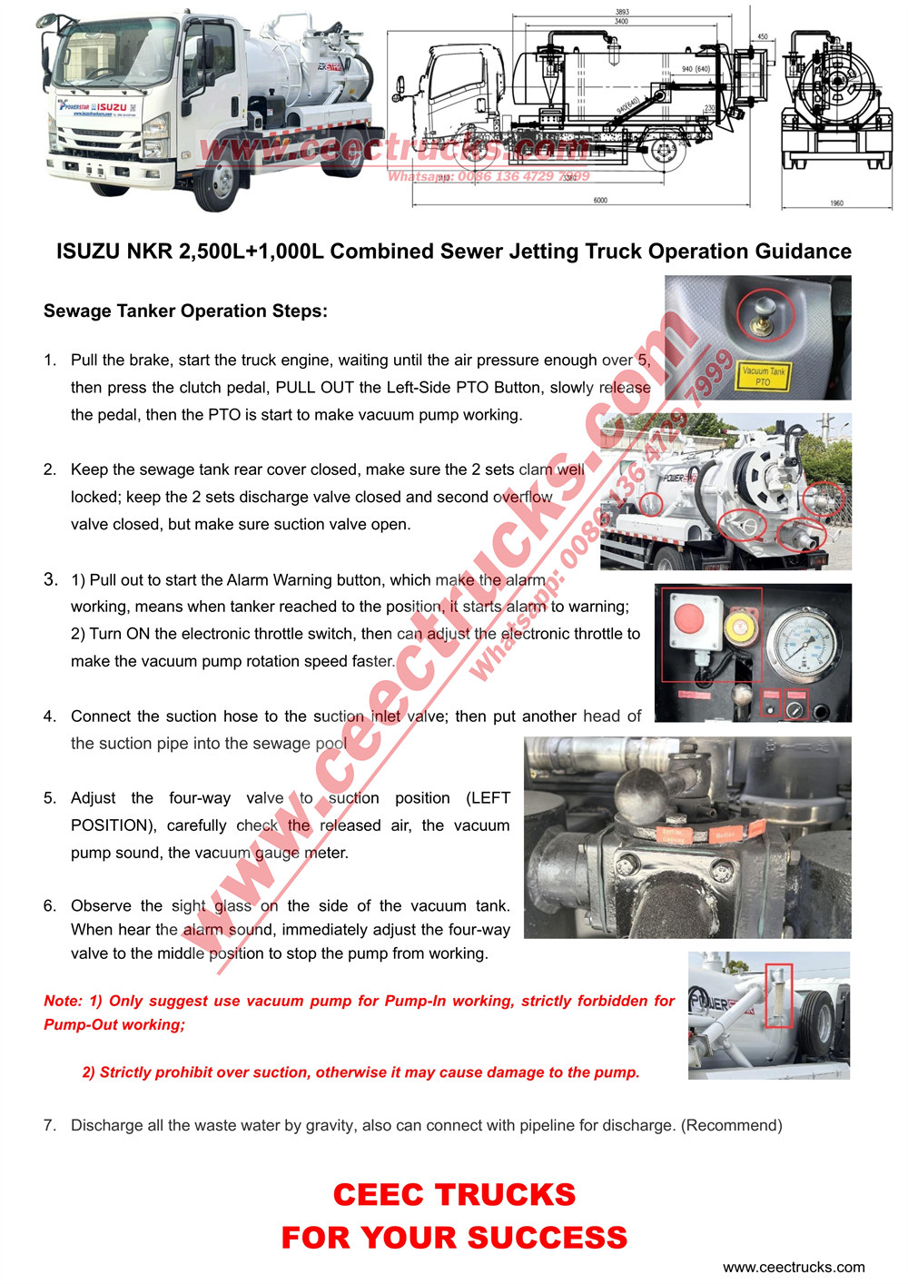 ISUZU 2500L+1000L Vacuum Tank Truck Operation Manual ISUZU 2500L+1000L Vacuum Tank Truck Operation Manual