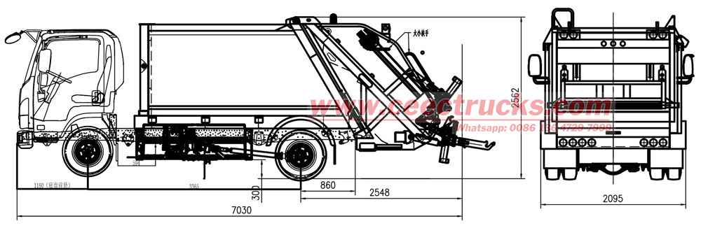 ISUZU EVM600 rear loader truck 6cbm drawing ISUZU EVM600 rear loader truck 6cbm drawing