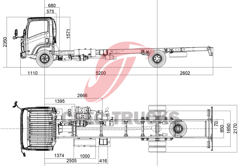 ISUZU 4JZ1 truck technical drawing