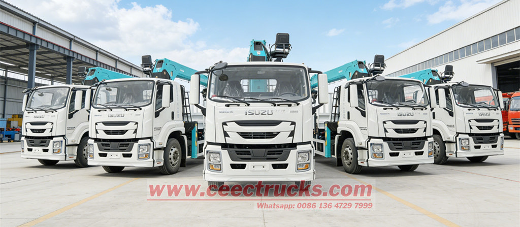 5 units ISUZU 8tons boom crane truck for South America 5 units ISUZU 8tons boom crane truck for South America