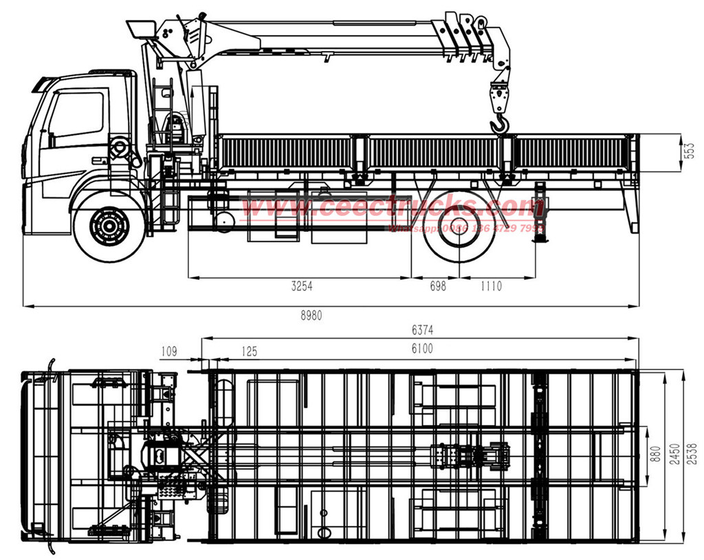 Technical drawing for ISUZU GIGA 4X crane trucks Technical drawing for ISUZU GIGA 4X crane trucks
