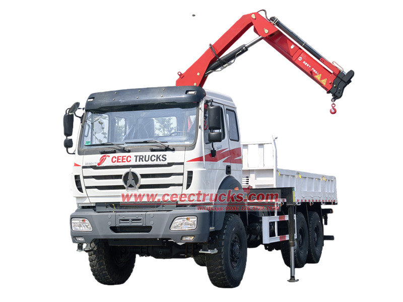 Beiben 6x6 cargo truck with 4 ton crane