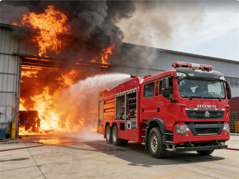 Howo fire fighting truck dry powder