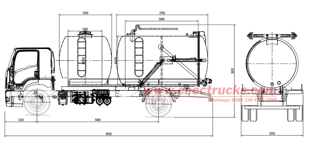 ISUZU sewer jetter vehicle technical drawing ISUZU sewer jetter vehicle technical drawing