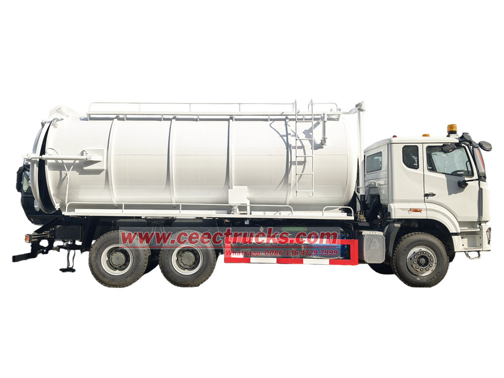 Side view of howo vacuum tanker truck