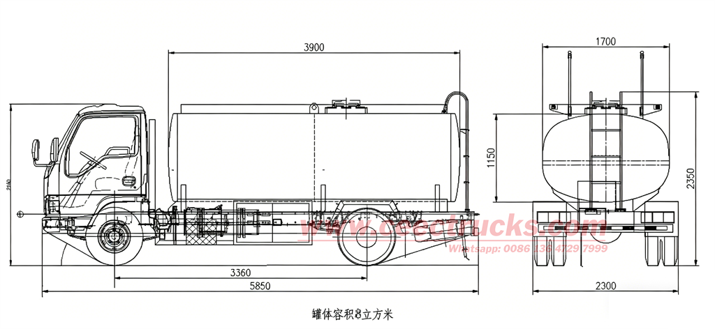 Isuzu fuel truck technical drawing