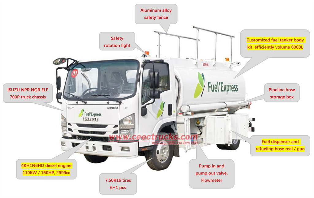 ISUZU 6000L fuel truck main component