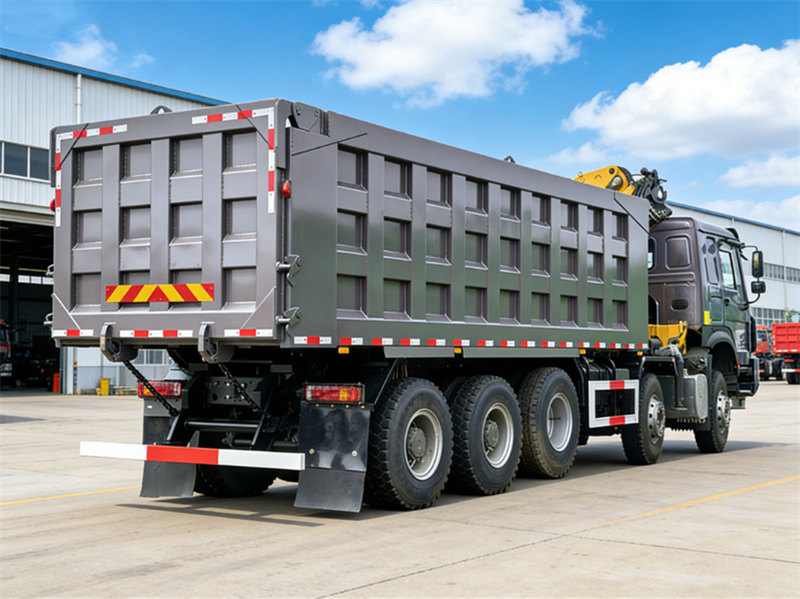 HOWO 10x8 truck with 8 ton knuckle crane