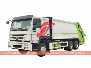 HOWO LHD 290HP 18CBM rear load garbage truck on sale