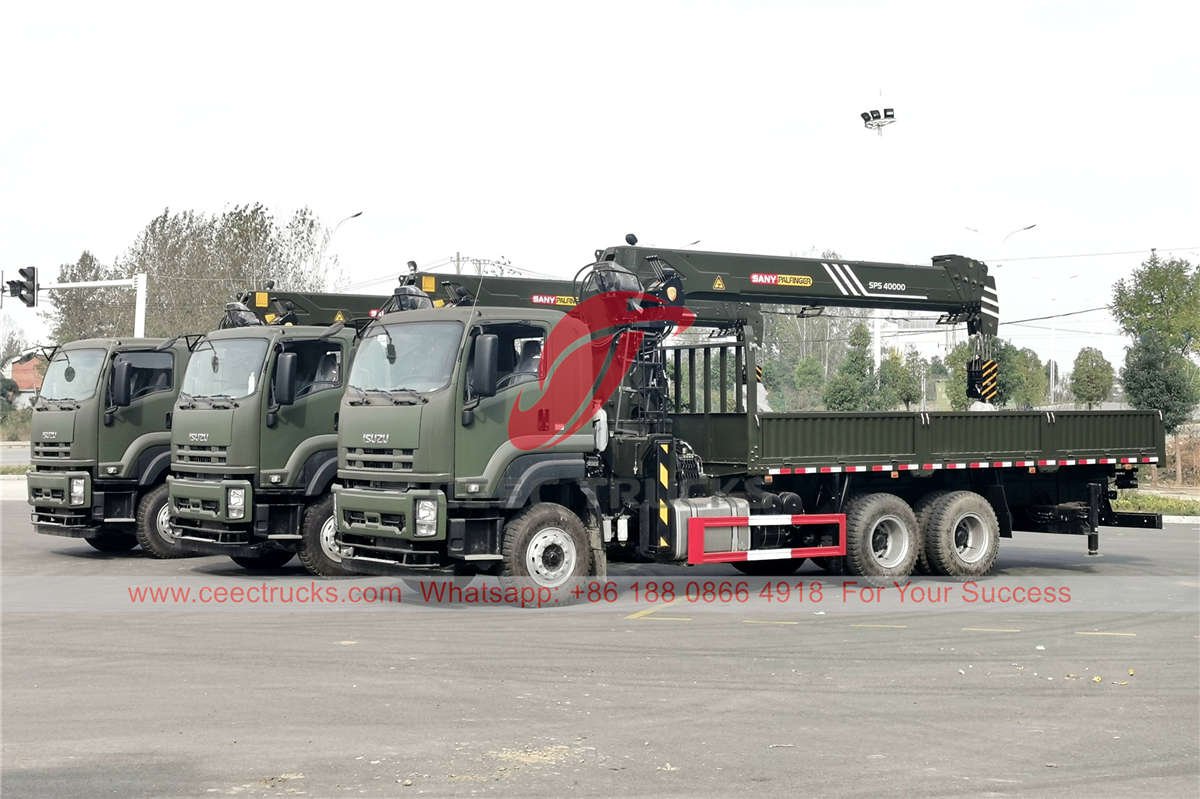 3 units ISUZU VC46 trucks with crane Plafinger were exported to Myanmar