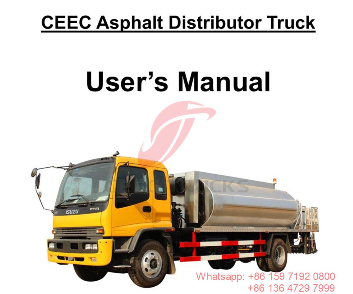 Philippine ISUZU 10CBM Intelligent Asphalt Distributor Truck Manual