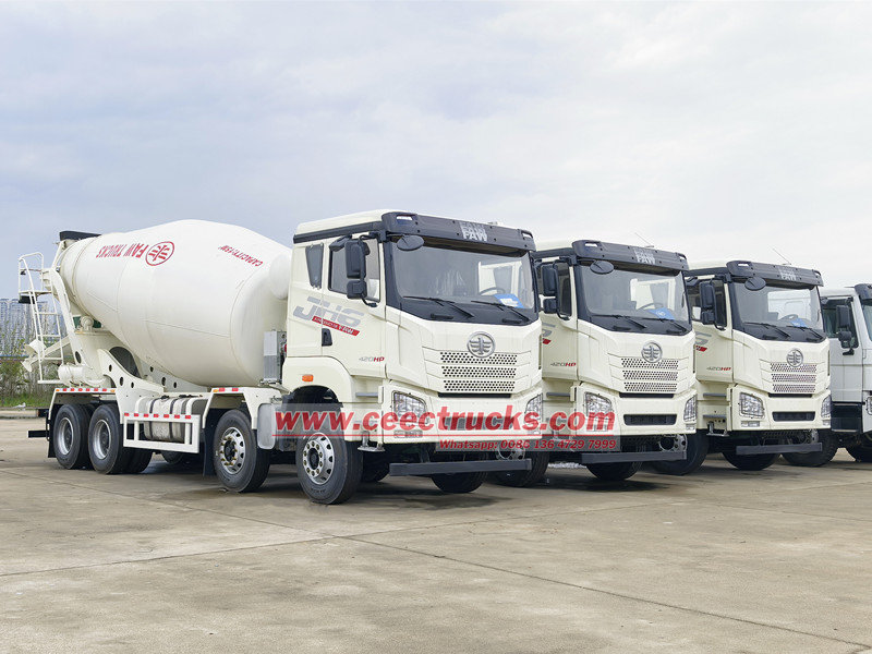 FAW JH6 8x4 14cbm cement mixer truck are export to Ethiopia