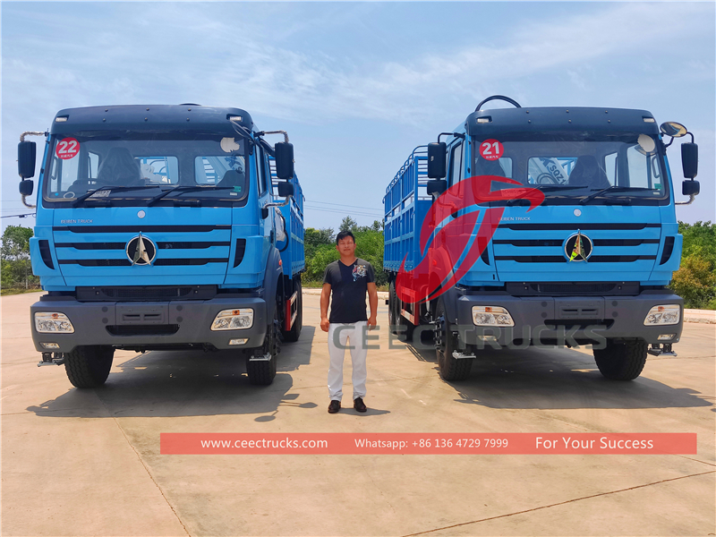 Tanzania - 2 units Beiben RHD 6×4 knuckle boom crane truck exported from CEEC TRUCKS