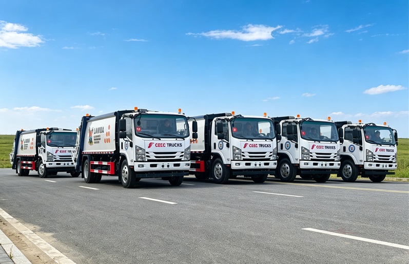 10 unit Isuzu ELF 12 cbm garbage compactor trucks are exported to nigeria
