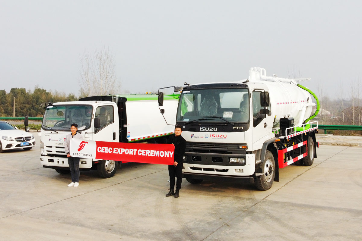 Ethiopia - ISUZU garbage compactor and ISUZU FTR vacuum sewage truck delivered